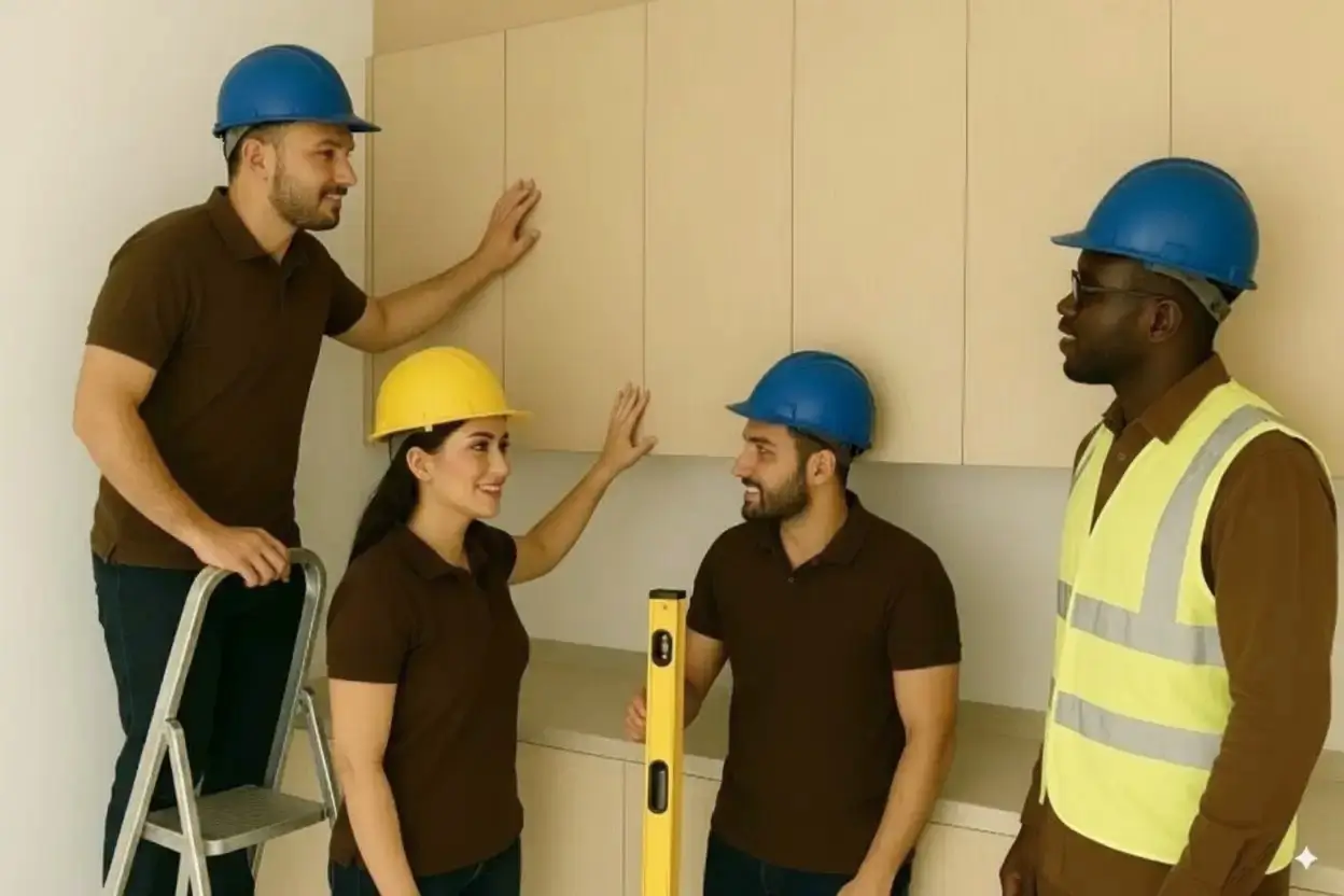 Área de supervisión de Style Muebles en Chile con personal en terreno usando chalecos reflectantes y casco, junto a elementos logísticos en espacio controlado